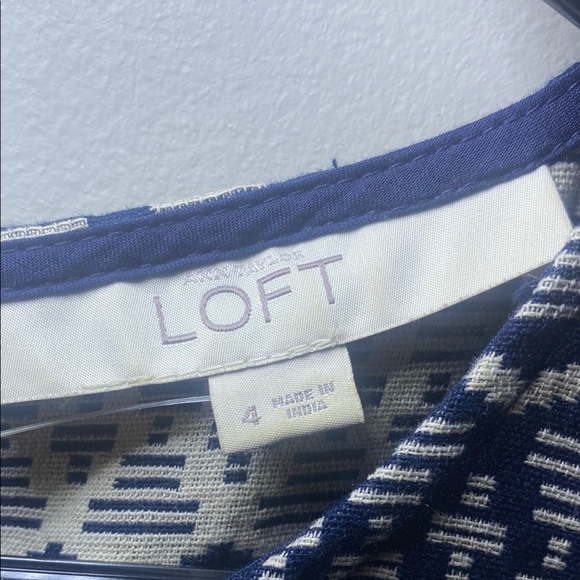 LOFT Blue Sheath Midi Dress Crew Neck Sleeveless 100% Cotton - Picture 2 of 8